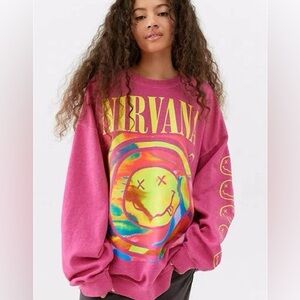 Nirvana Smile Overdyed Crew Neck Sweatshirt